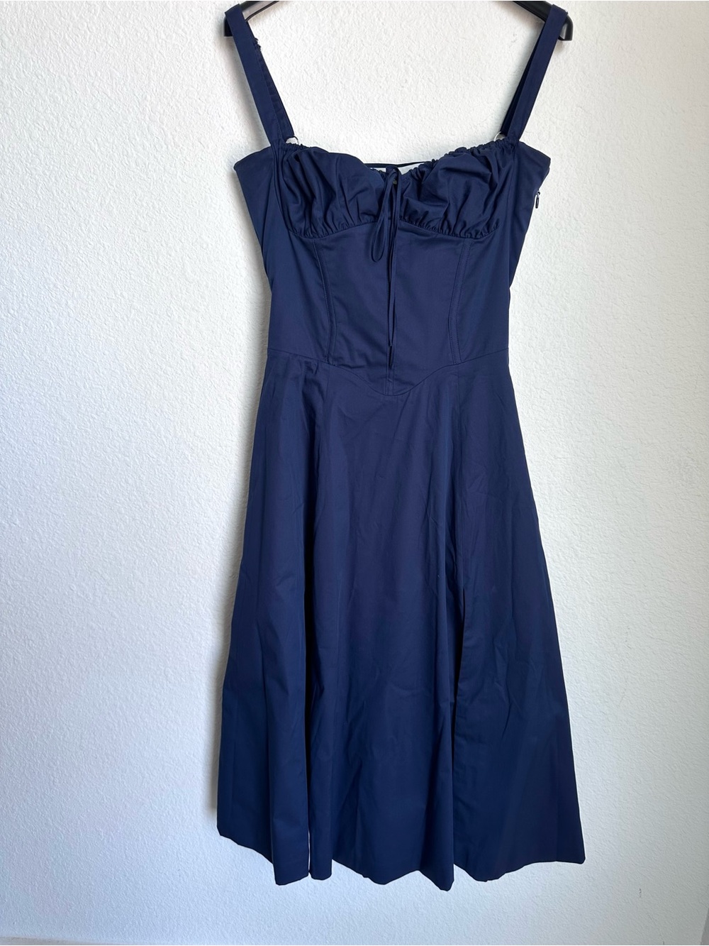 House of CB Carmen Navy Blue Corset Lace Up Back Dress large Milkmaid Sundress - Picture 5 of 16
